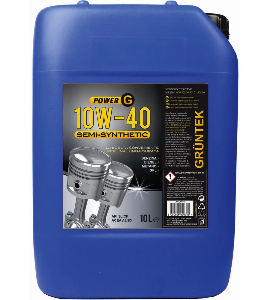 Olio power-g semi-sintetico 10l 10w40 per motori diesel e gpl